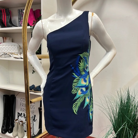 Lilly Pulitzer Navy Jamie Single Shoulder Dress NWT 0 - Picture 5 of 7